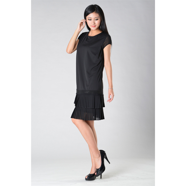 SY007-10撞压折短袖连衣裙侧面效果 SY007-10撞压折短袖连衣裙侧面效果