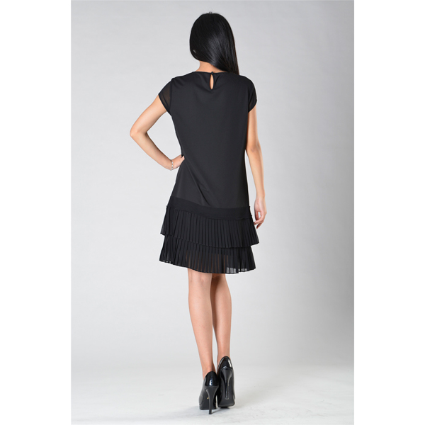 SY007-10撞压折短袖连衣裙背面效果 SY007-10撞压折短袖连衣裙背面效果