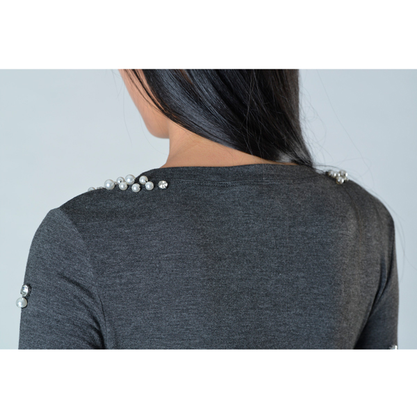 SY011针织长袖订珠上衣细节图 SY011针织长袖订珠上衣细节图