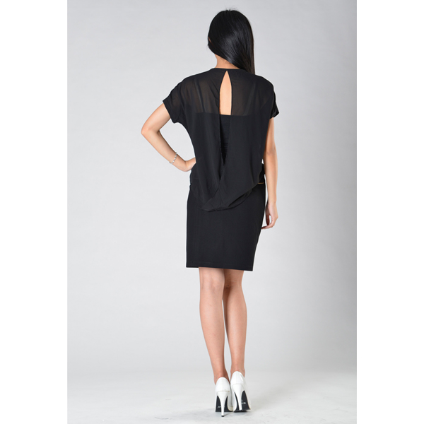 SY014针织车花订珠短袖可脱半裙背面效果 SY014针织车花订珠短袖可脱半裙背面效果